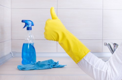 Risk assessment notes and cleaning tools prepared before service